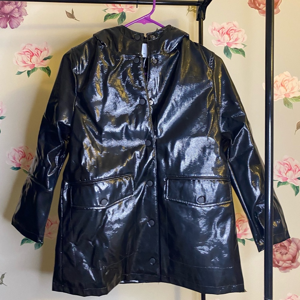 Zara Shiny Black Kid's Trench Coat